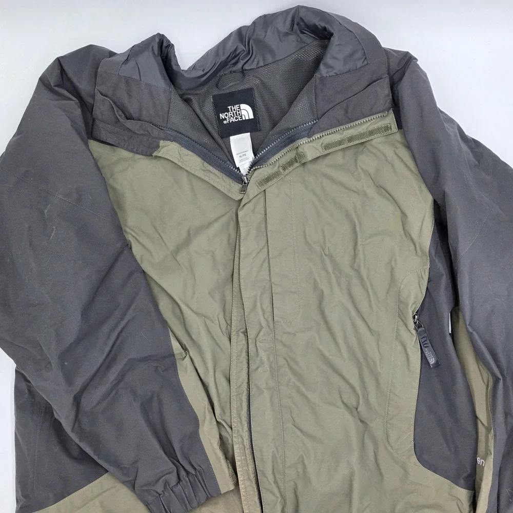 The North Face HyVent Mens XL Full Zip Jacket Khaki Black Waterproof Outdoor